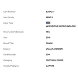 Lamar Jackson PSA 9 2018 Panini Canvas Rookie RC Card #309