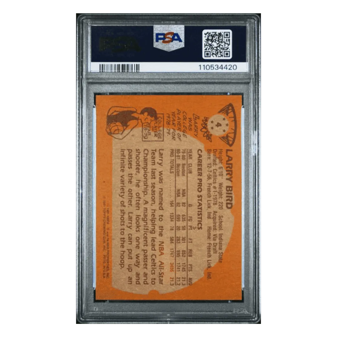 Larry Bird PSA 8 1981 Topps Card #4