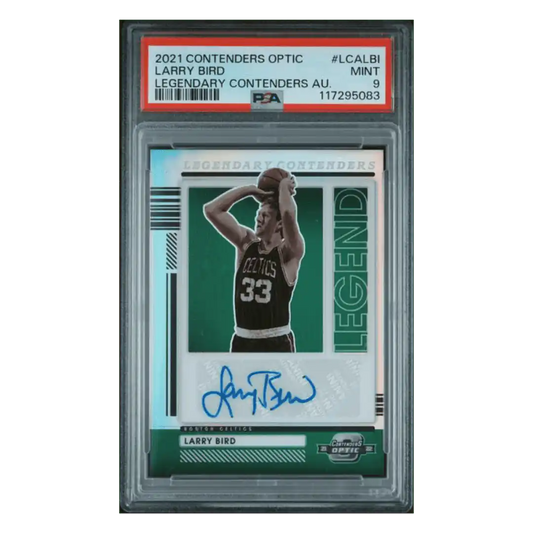 Larry Bird PSA 9 2021 Panini Contenders Optic Legendary Contenders Autograph #d/ 99 Card #LCALBI