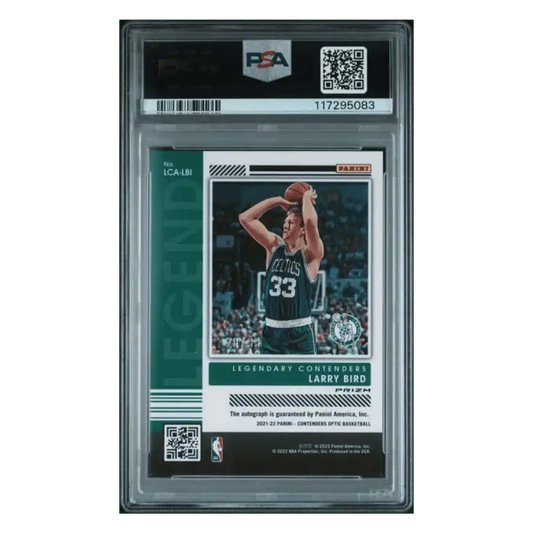Larry Bird PSA 9 2021 Panini Contenders Optic Legendary Contenders Autograph #d/ 99 Card #LCALBI