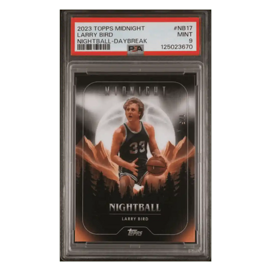 Larry Bird PSA 9 2023 Topps Midnight Nightball Daybreak #1/ 5 Card #NB17