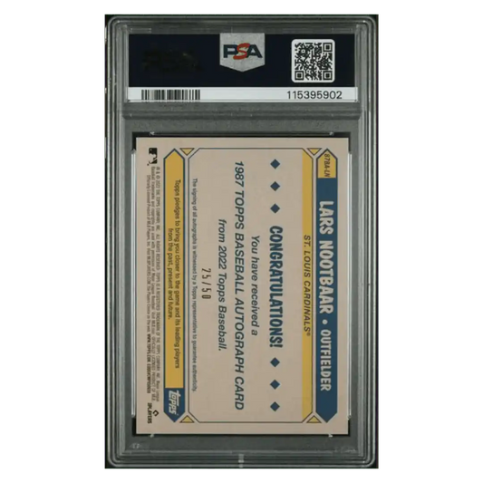 Lars Nootbaar PSA 9 2022 Topps '87 Topps Certified Autograph Issue Rookie RC #d/ 50 Card #87BALN