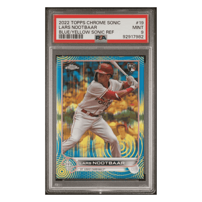 Lars Nootbaar PSA 9 2022 Topps Chrome Sonic Blue Yellow Sonic Refractor Rookie RC #d /75 Card #19