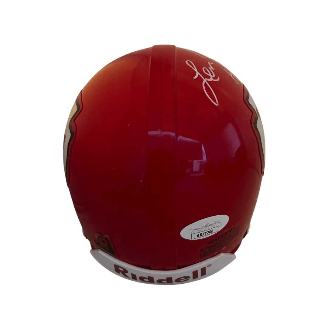 Len Dawson Kansas City Chiefs Autographed Mini Speed Helmet with Inscription - JSA COA