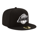 Los Angeles Lakers Black & White Logo New Era 59FIFTY Fitted Hat