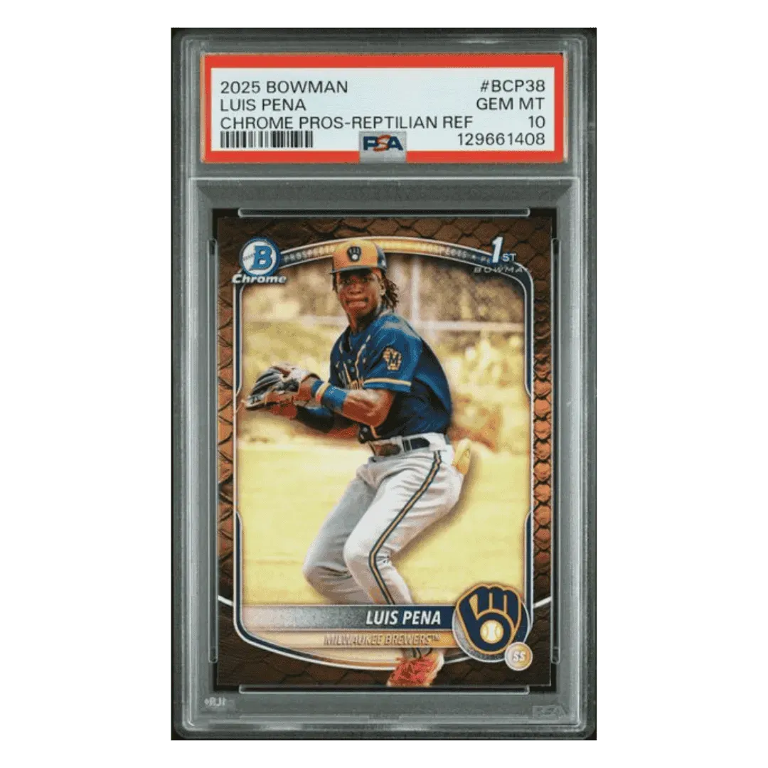 Luis Pena PSA 10 2025 Topps Bowman Chrome Prospects Reptilian Refractor Card #BCP38