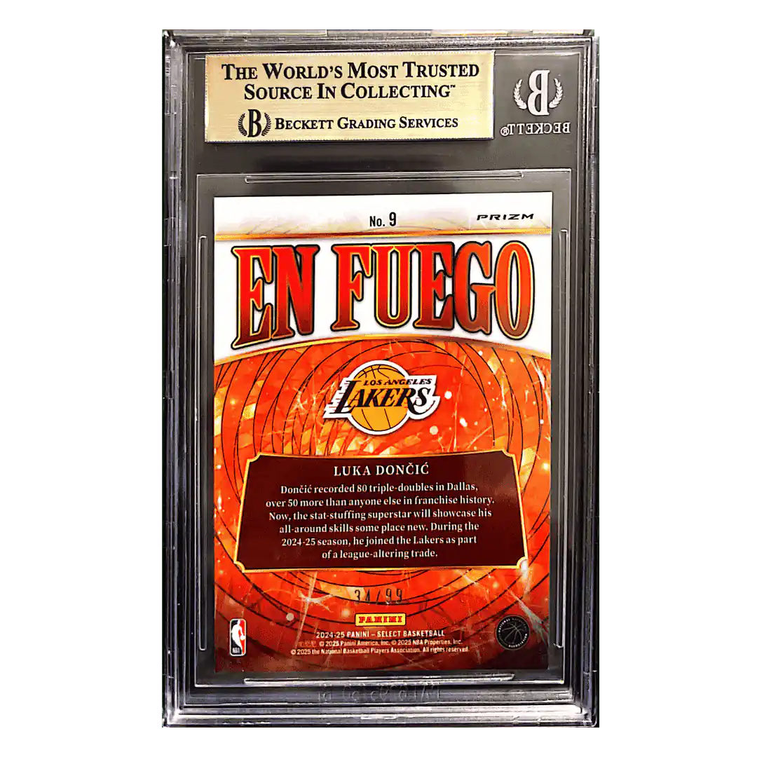 Luka Doncic BGS 9.5 2024-25 Panini Select En Fuego Red Prizms #d/ 99 Card #9
