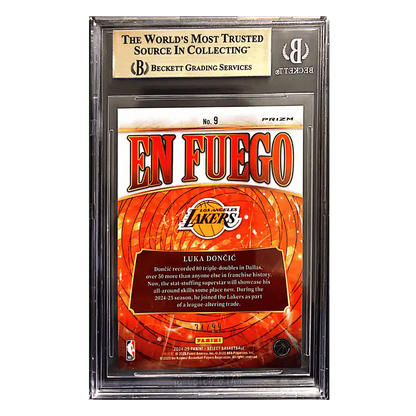 Luka Doncic BGS 9.5 2024-25 Panini Select En Fuego Red Prizms #d/ 99 Card #9