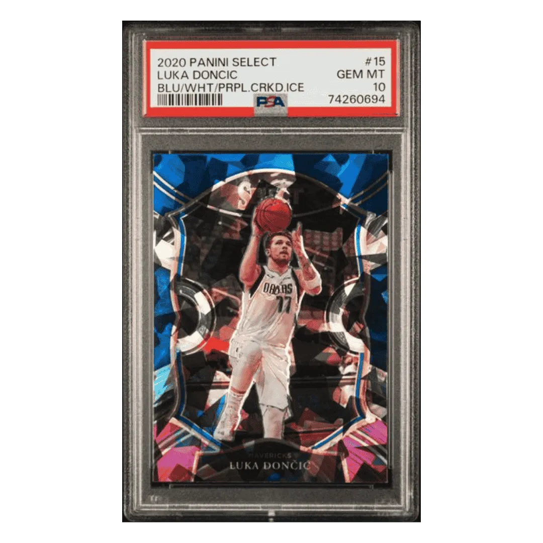 Luka Doncic PSA 10 2020 Panini Select Blue/White/Purple Cracked Ice Card #15