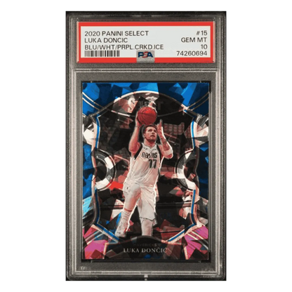 Luka Doncic PSA 10 2020 Panini Select Blue/White/Purple Cracked Ice Card #15