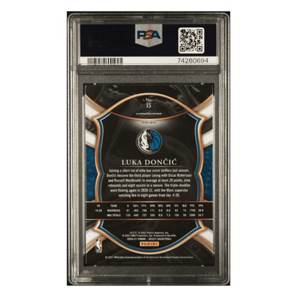 Luka Doncic PSA 10 2020 Panini Select Blue/White/Purple Cracked Ice Card #15