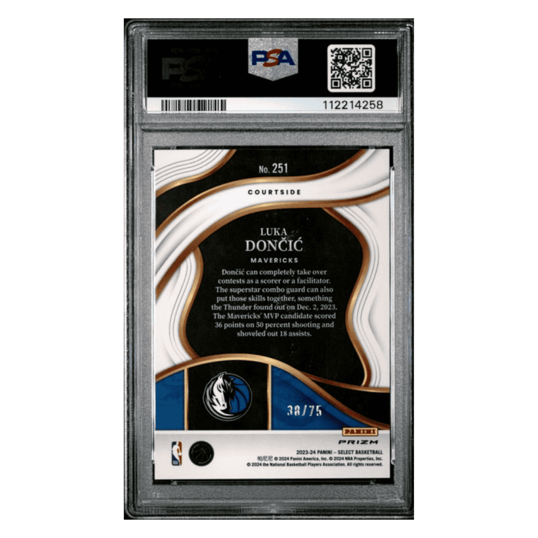 Luka Doncic PSA 10 2023 Panini Select Blue Wave #d/ 75 Card #251