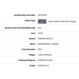 Luka Doncic PSA 10 2023 Panini Select Purple Flash Card #350