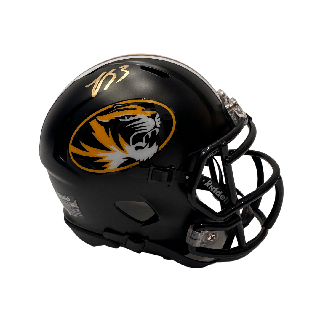 Luther Burden Missouri Tigers Autographed Anodized Black Mini Speed Helmet - JSA COA