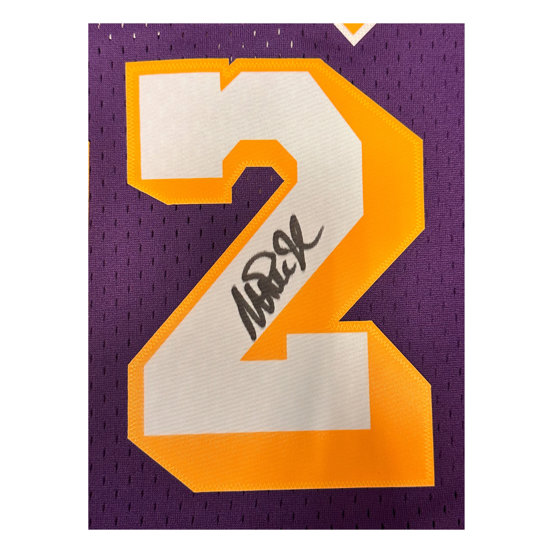 Magic Johnson Los Angeles Lakers Autographed Mitchell and Ness HWC Swingman Jersey - Beckett COA