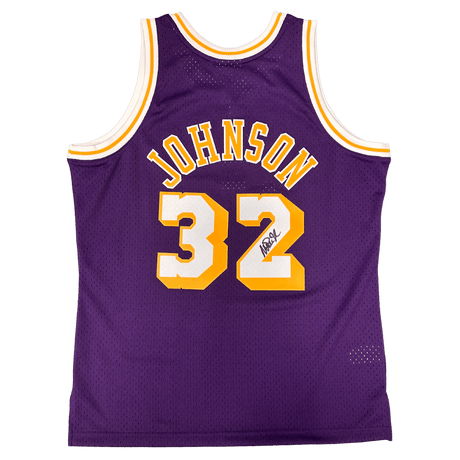 Magic Johnson Los Angeles Lakers Autographed Mitchell and Ness HWC Swingman Jersey - Beckett COA