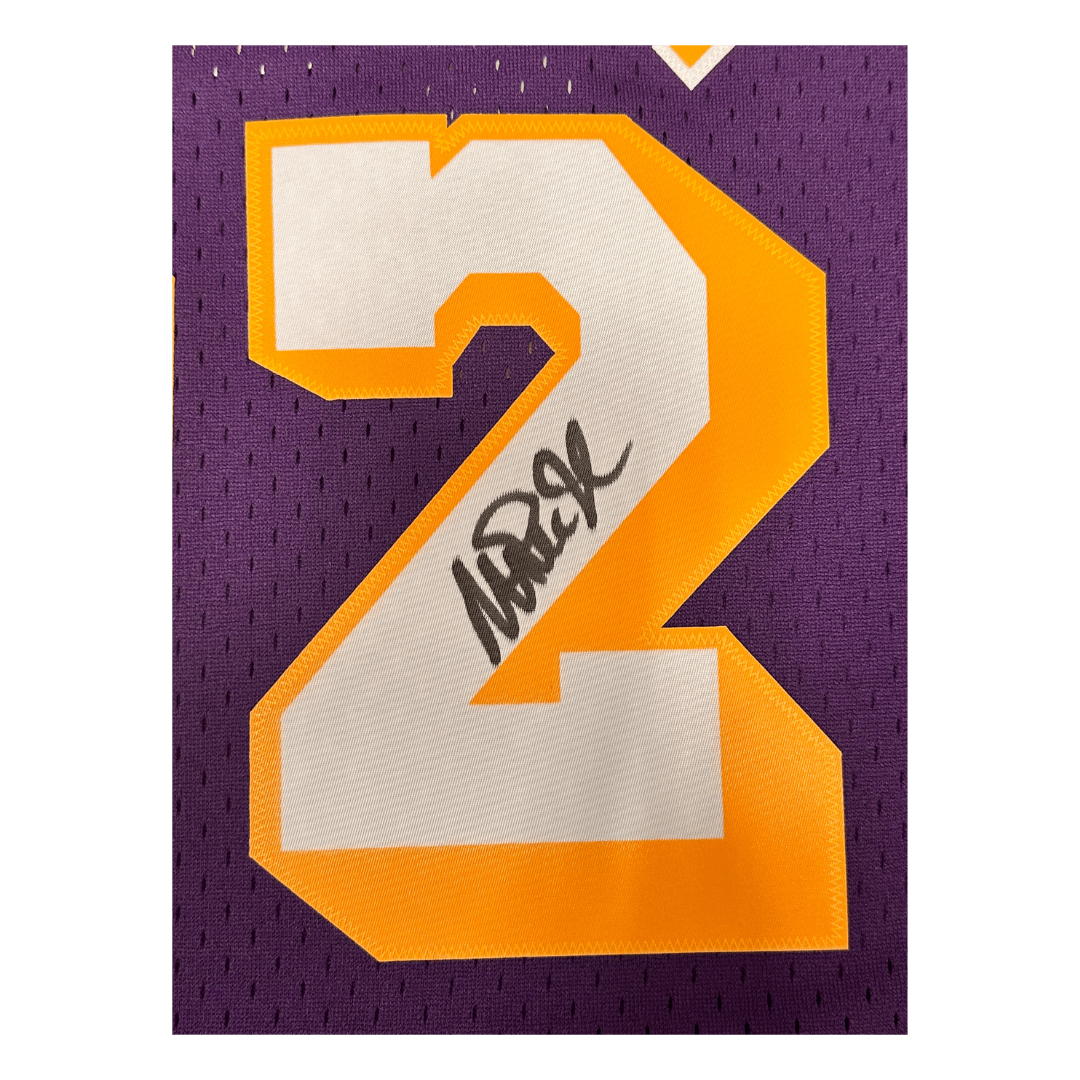 Magic Johnson Los Angeles Lakers Autographed Mitchell and Ness HWC Swingman Jersey - Beckett COA