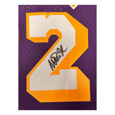 Magic Johnson Los Angeles Lakers Autographed Mitchell and Ness HWC Swingman Jersey - Beckett COA