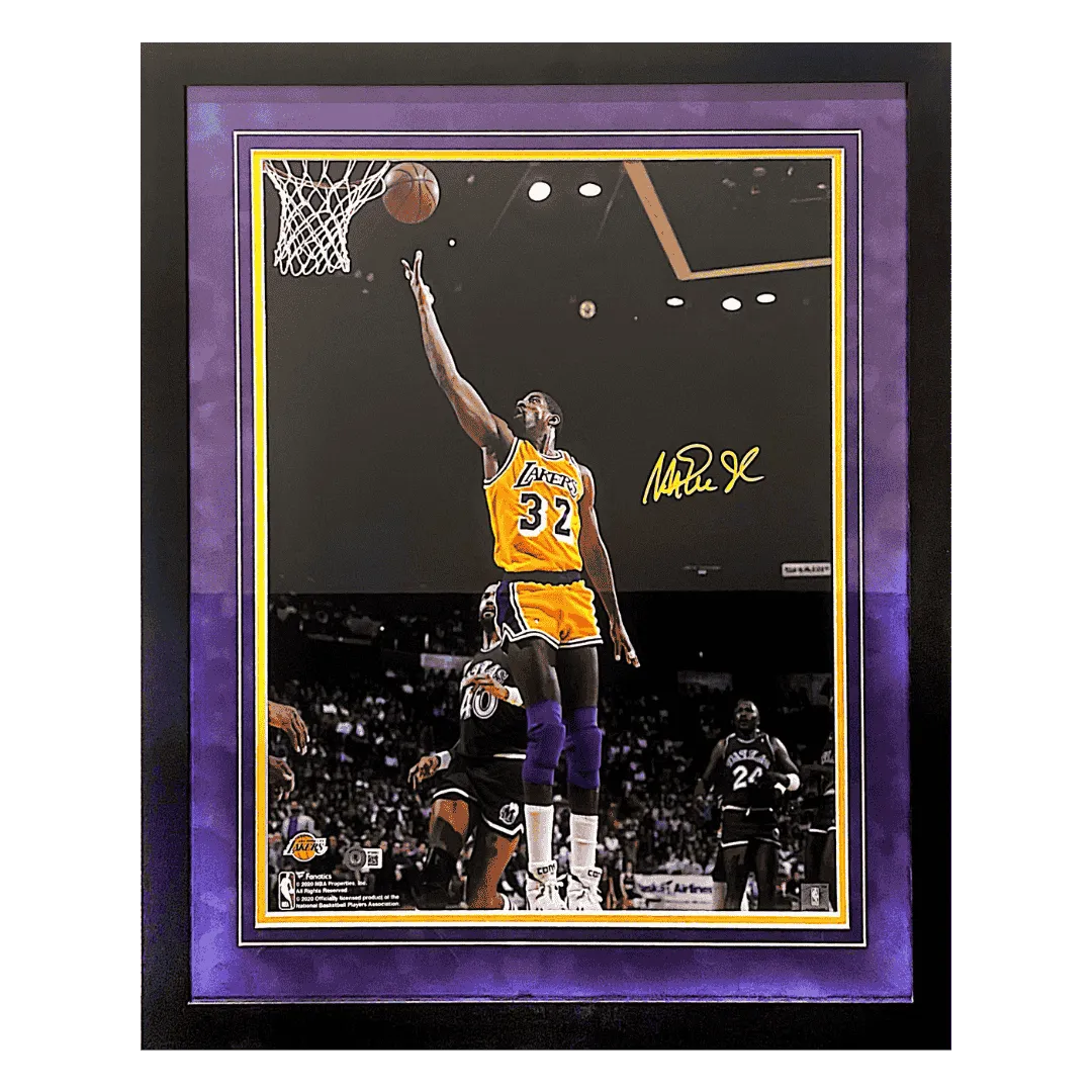 Magic Johnson Los Angeles Lakers Autographed Framed 16x20 Photo - Beckett COA