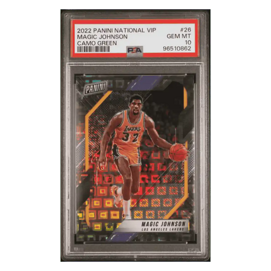 Magic Johnson PSA 10 2022 Panini National VIP Camo Green #d/ 25 Card #26