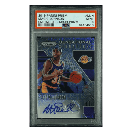 Magic Johnson PSA 9 2019 Panini Prizm Sensational Signatures Mojo Prizm #d/ 25 Card #MJN