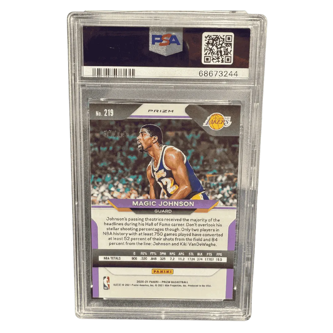 Magic Johnson PSA 9 2020 Panini Prizm Orange #d/ 49 Card #219