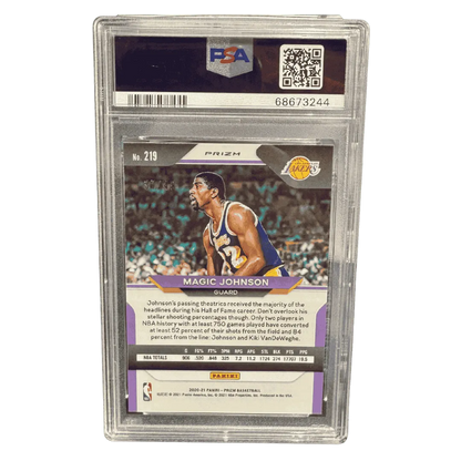 Magic Johnson PSA 9 2020 Panini Prizm Orange #d/ 49 Card #219