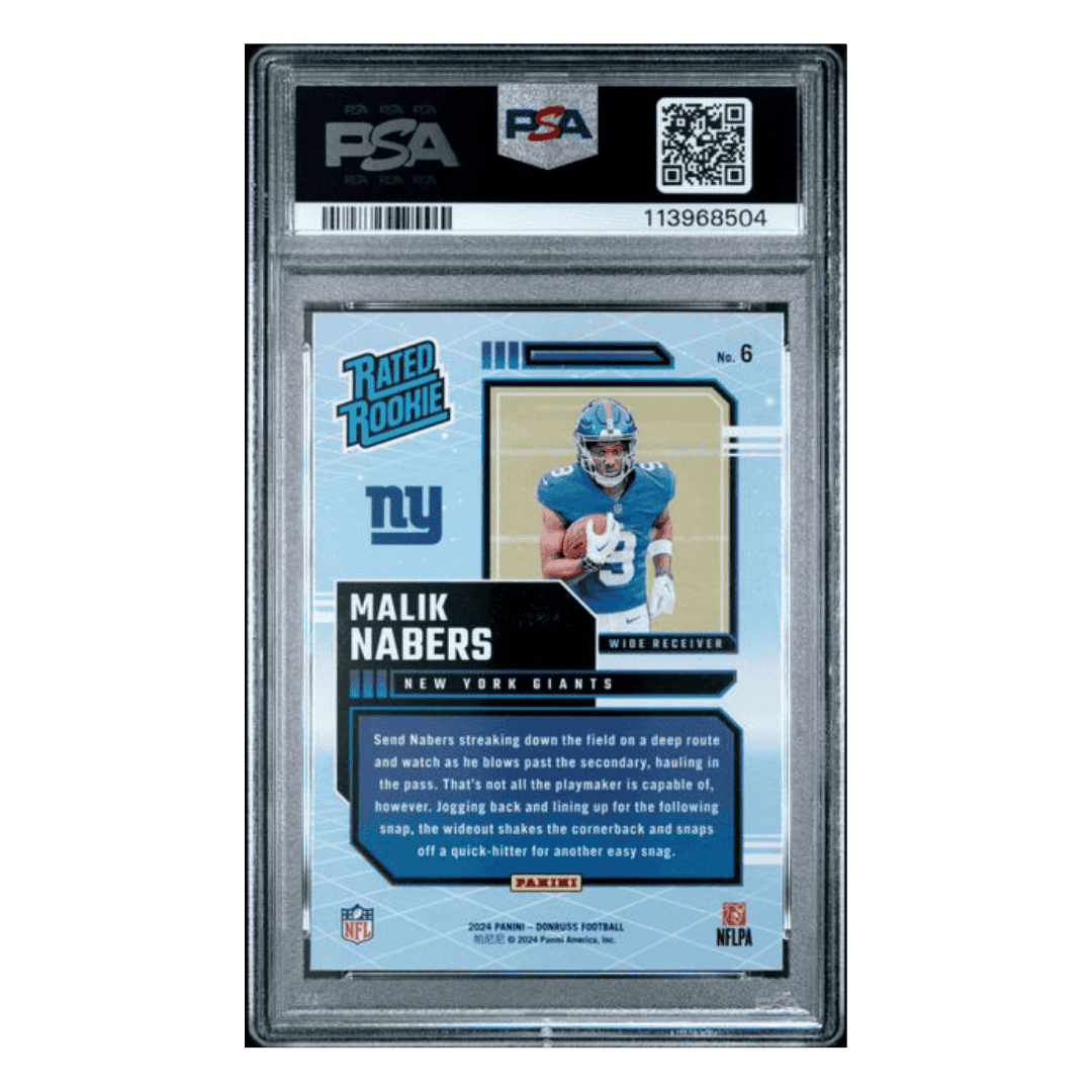 Malik Nabers PSA 10 2024 Panini Donruss Rated Rookie Retro Card #6
