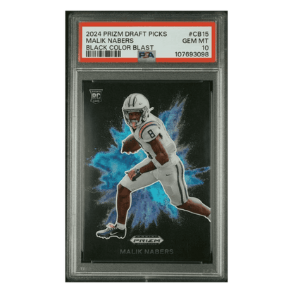 Malik Nabers PSA 10 2024 Panini Prizm Draft Picks Black Color Blast Rookie RC Card #CB15