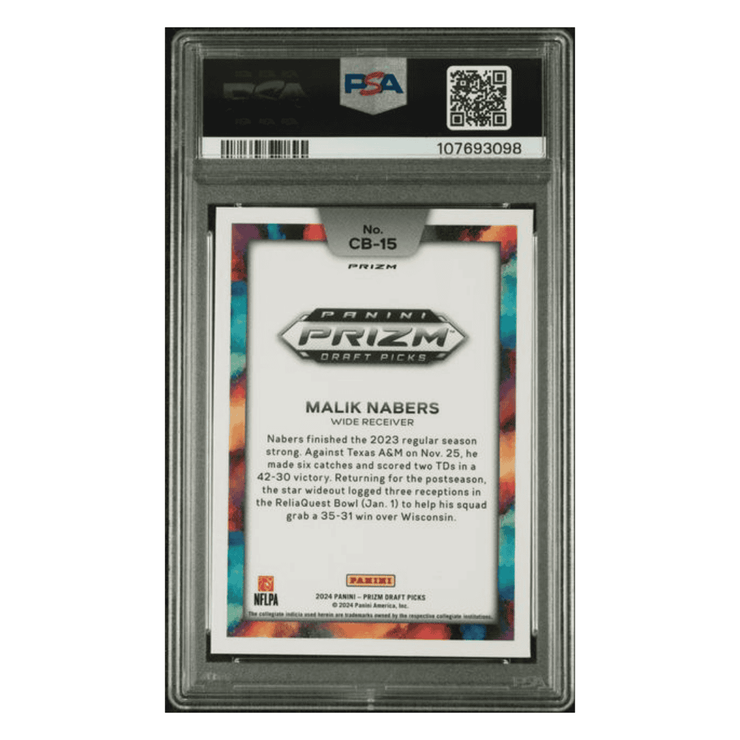 Malik Nabers PSA 10 2024 Panini Prizm Draft Picks Black Color Blast Rookie RC Card #CB15