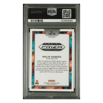 Malik Nabers PSA 10 2024 Panini Prizm Draft Picks Black Color Blast Rookie RC Card #CB15