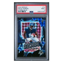 Malik Nabers PSA 9 2024 Panini Mosaic Storm Blue Rookie RC #d/ 99 Card #12