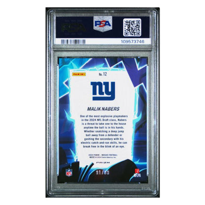 Malik Nabers PSA 9 2024 Panini Mosaic Storm Blue Rookie RC #d/ 99 Card #12