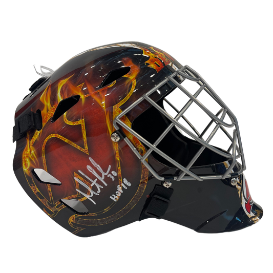Martin Brodeur New Jersey Devils Autographed Full Size Replica Goalie Mask w/ "HOF 18" Inscription - JSA COA