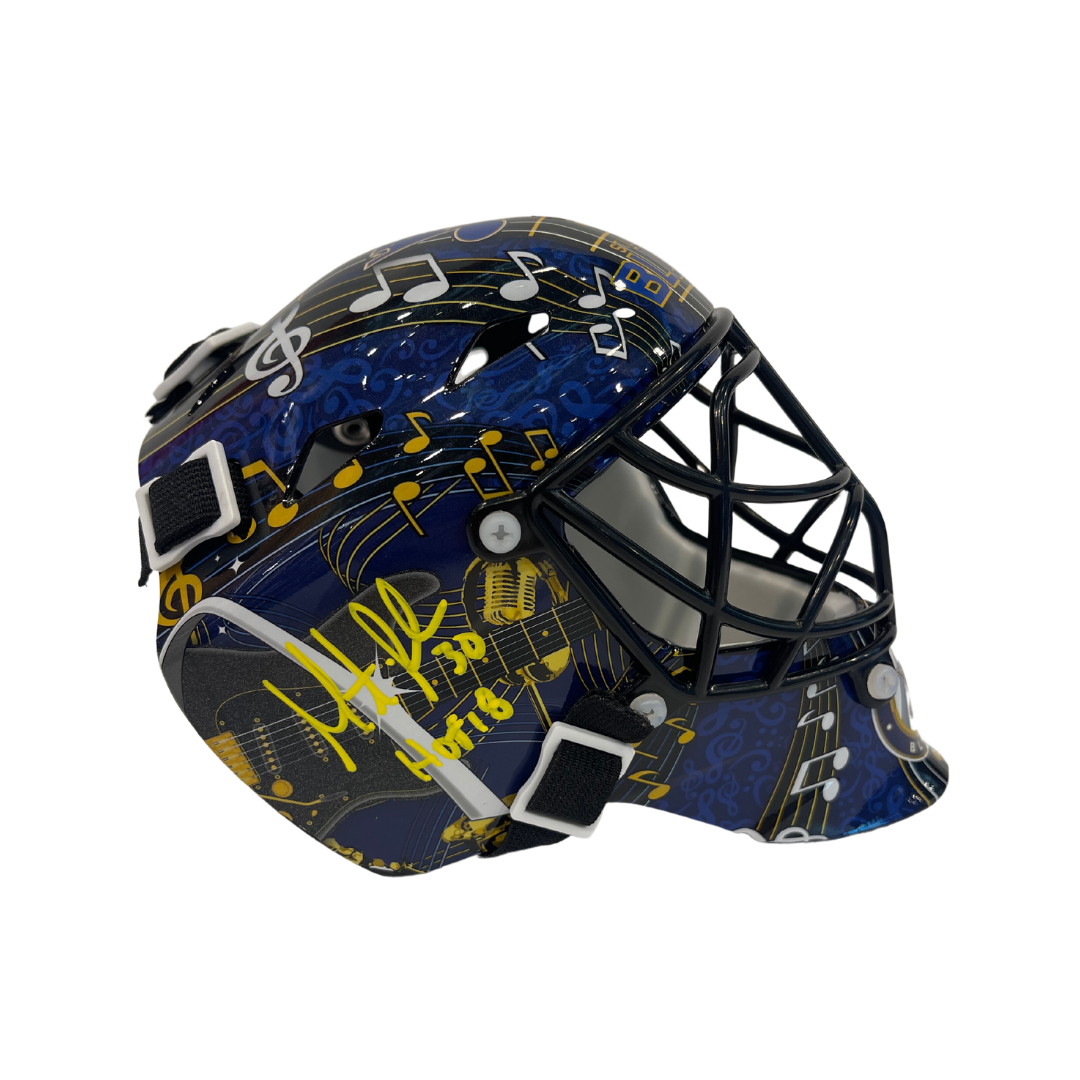 Martin Brodeur St Louis Blues Autographed Mini Goalie Mask w/ "HOF 18" Inscription - JSA COA
