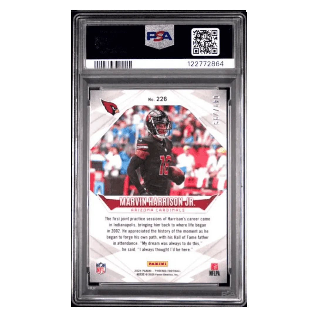 Marvin Harrison Jr PSA 10 2024 Panini Phoenix Red Fade Rookie RC #d/ 299 Card #226