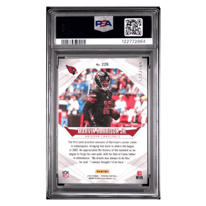 Marvin Harrison Jr PSA 10 2024 Panini Phoenix Red Fade Rookie RC #d/ 299 Card #226
