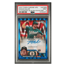 Mason Miller PSA 9 2023 Topps Chrome Update Autograph Blue Raywave Refractor #d/150 Card #ACMMI