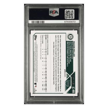 Mason Miller PSA 9 2023 Topps Chrome Update Autograph Blue Raywave Refractor #d/150 Card #ACMMI