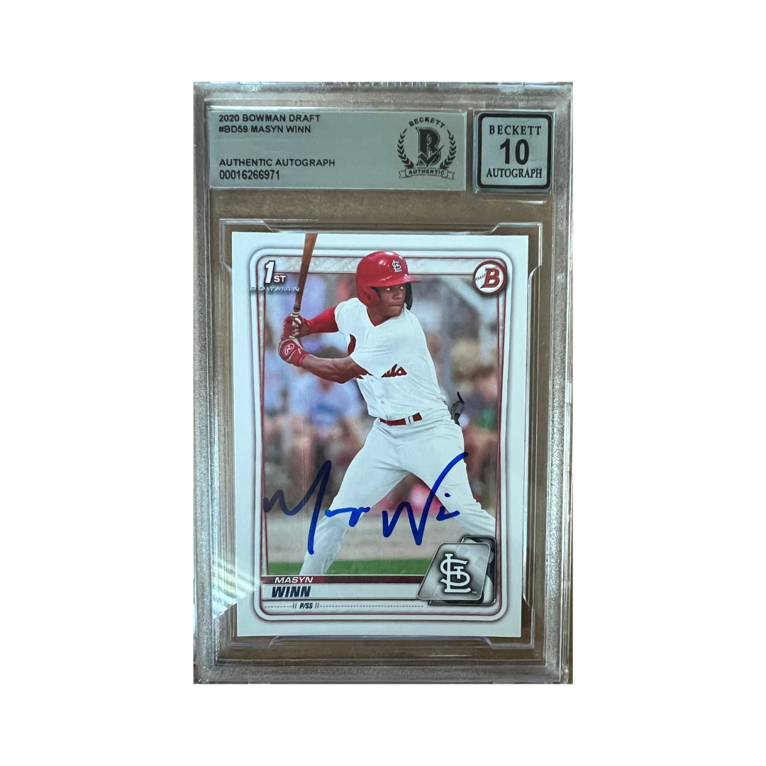 Masyn Winn Autographed Beckett BAS GEM MT 10 2020 Bowman Draft Rookie Card #BD59