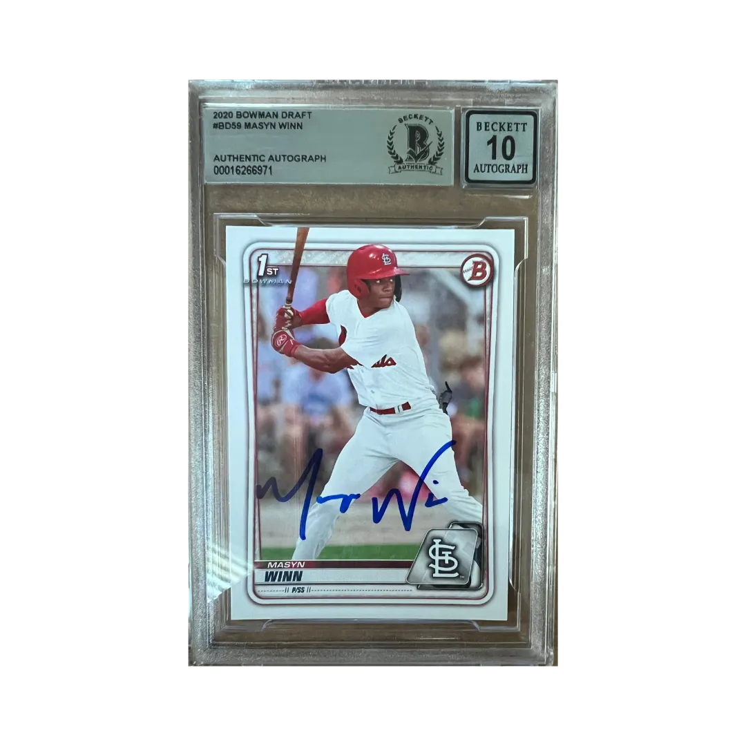 Masyn Winn Autographed Beckett BAS GEM MT 10 2020 Bowman Draft Rookie Card #BD59