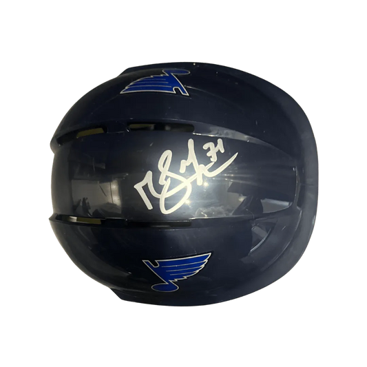 Mathieu Joseph St Louis Blues Autographed Mini Replica Blue Helmet - Fan Cave COA