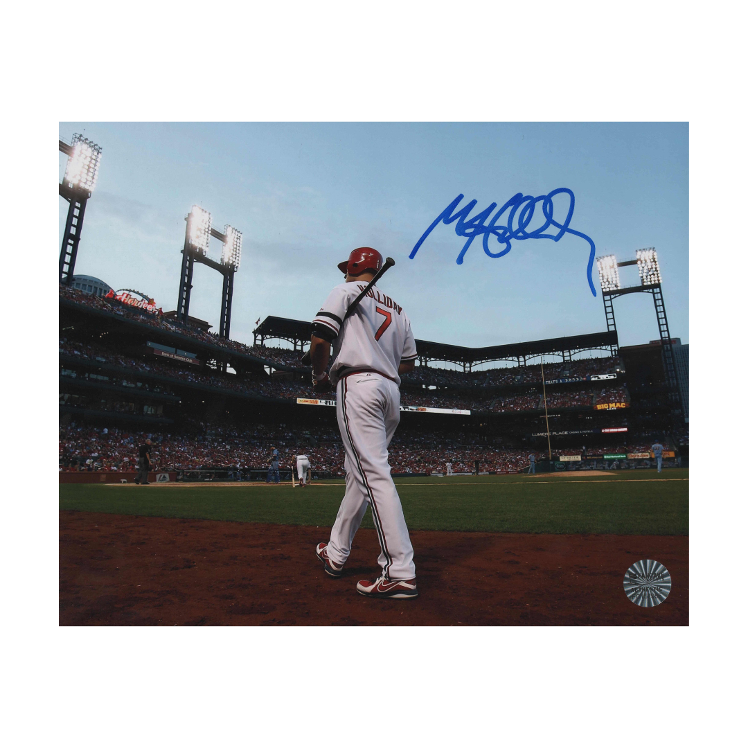 Matt Holliday St Louis Cardinals Autographed On Deck White Uniform Photo - Fan Cave COA