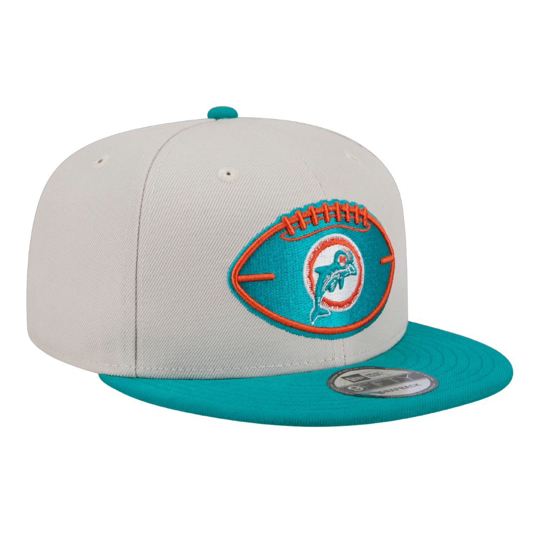 Miami Dolphins 2024 Sideline Historic New Era Beige 9FIFTY Adjustable Snapback Hat