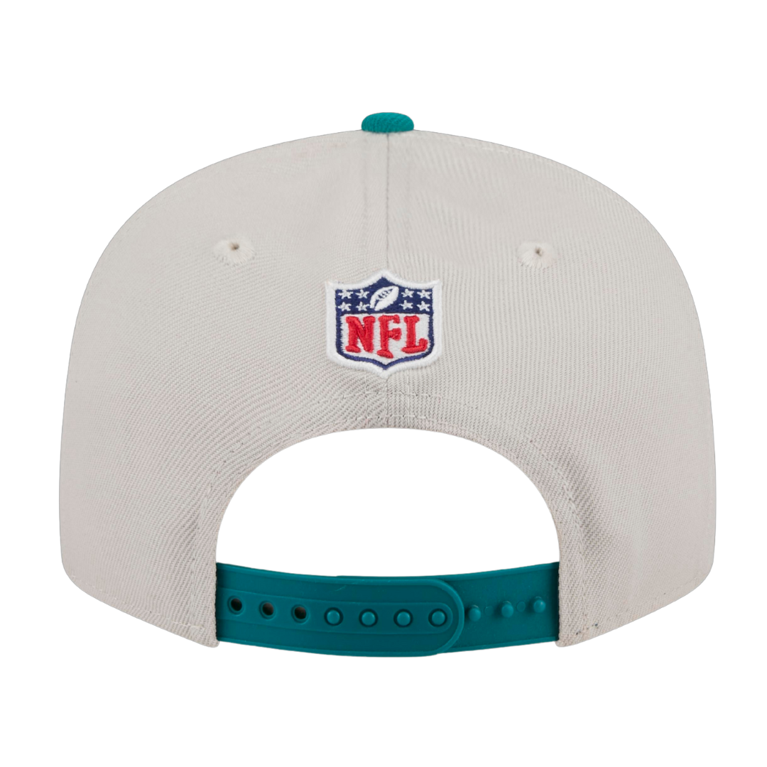 Miami Dolphins 2024 Sideline Historic New Era Beige 9FIFTY Adjustable Snapback Hat