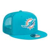 Miami Dolphins Trucker Meshback New Era Teal 9FIFTY Adjustable Snapback Hat