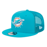 Miami Dolphins Trucker Meshback New Era Teal 9FIFTY Adjustable Snapback Hat
