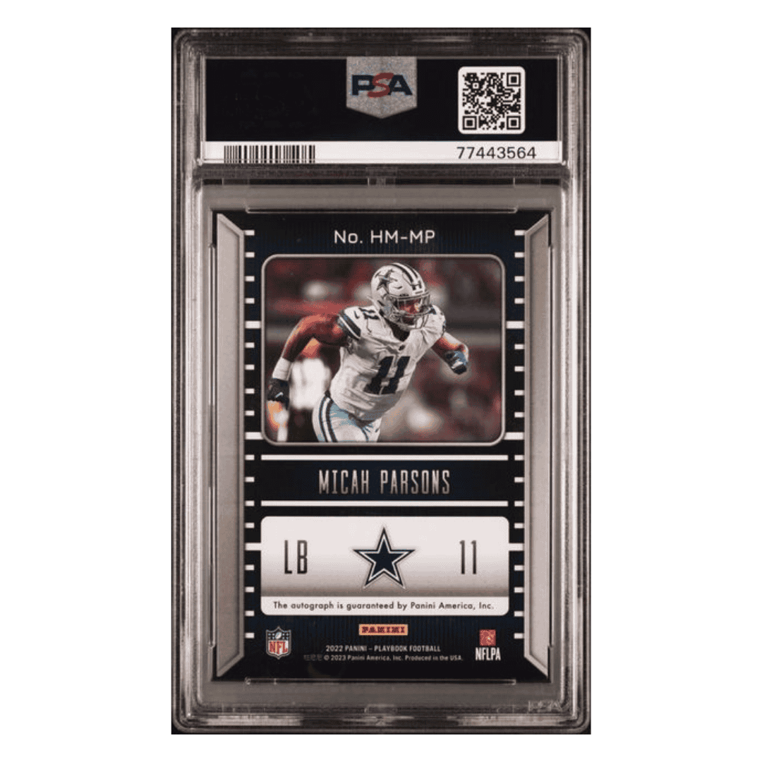 Micah Parsons PSA 9 2022 Panini Playbook Hash Marks Gold Autograph #d/99 Card #HMMP