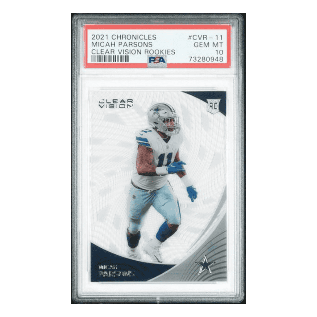 Micah Parsons PSA 10 2021 Panini Chronicles Clear Vision Rookies Card #CVR-11
