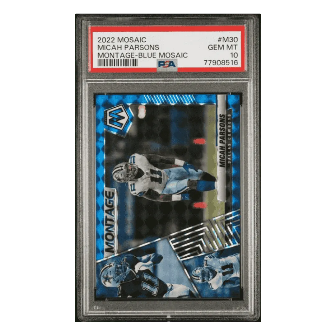 Micah Parsons PSA 10 2022 Panini Mosaic Montage Blue Mosaic #d/ 99 Card #M30